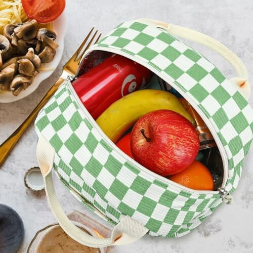 Τσάντα Tote για μεσημεριανό γεύμα με μόνωση από κοτλέ, μεγάλης χωρητικότητας 1