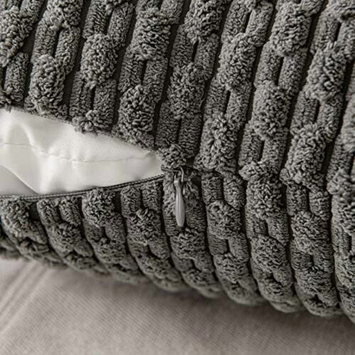 Fodere per cuscini in velluto a coste a righe stile boho, grigio scuro, 40x40 cm, 2 pezzi 2
