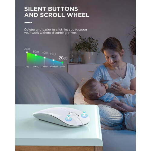 Ratón inalámbrico Bluetooth BT5.1+USB, modo dual, 1600 DPI 2