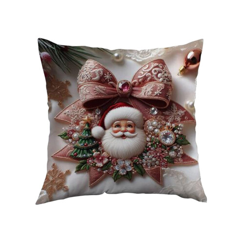Capas de Almofada de Natal 45x45cm (17,7x17,7 polegadas), Capas de Almofada Decorativas com Zíper Invisível em Tecido Macio para Decoração de 1