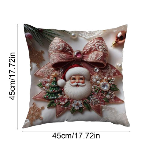 Capas de Almofada de Natal 45x45cm (17,7x17,7 polegadas), Capas de Almofada Decorativas com Zíper Invisível em Tecido Macio para Decoração de 2