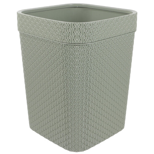 Household Trash Bin Square Green Plastic1Pack11.8X9.1X9.1In 2