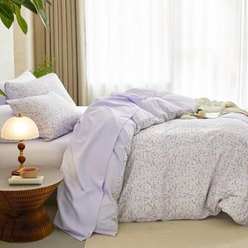 Blommigt påslakanset Queen size med örngott 2