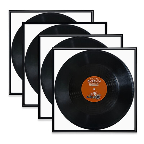 Conjunto de 4 Molduras para Discos de Vinil 12,5x12,5 Polegadas com Acabamento Brilhante - Perfeitas para Capas de LPs de Vinil