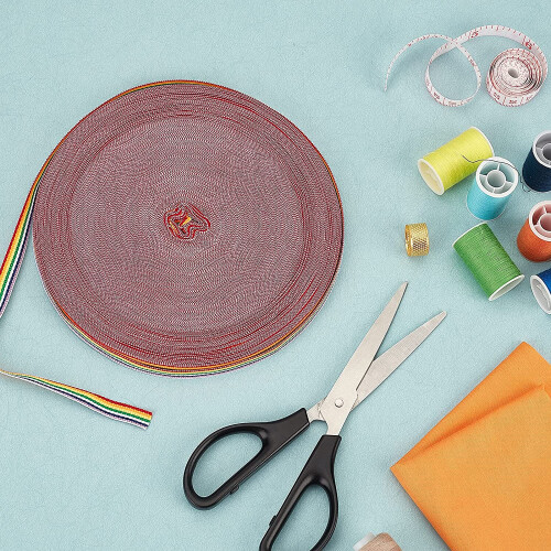 Κορδέλα Grosgrain 50Yards Rainbow, ρίγα διπλής όψης 3/8", για περιτύλιγμα δώρων, μαλλιά, 2