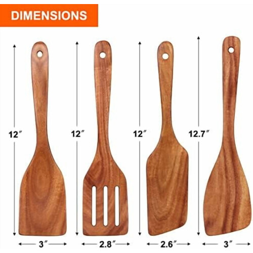 Matlagingsspadesett i teak, 4 deler 2
