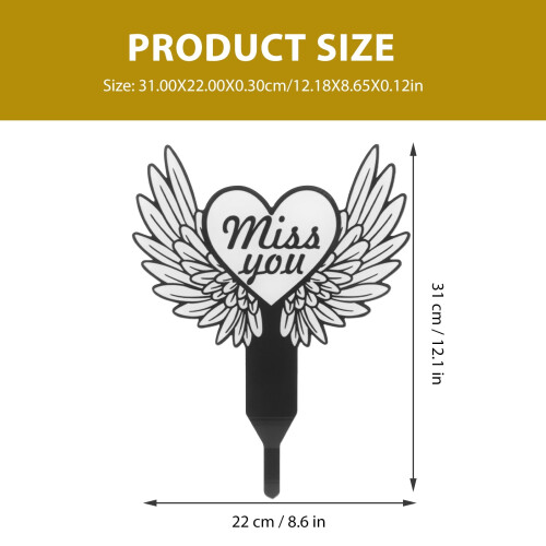 Decorațiune de cimitir memorială din acrilic negru, 31 cm 1