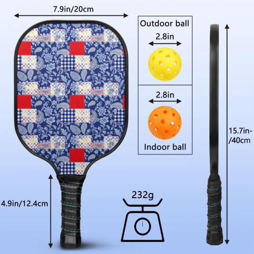 Σετ κουπιών Pickleball με λουλούδια από fiberglass, 2 τεμάχια με μπάλες 2