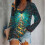 Damespullover met kerstprint, V-hals en lange mouwen 5