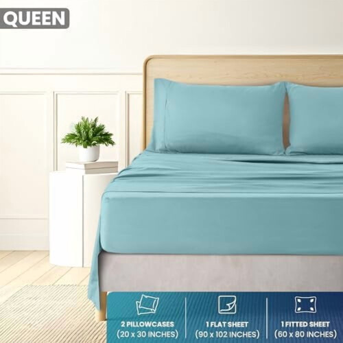 Queensize lakenset van geborsteld microvezel, 4-delig 1