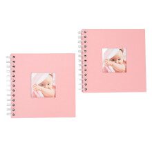 2 Stück DIY Babyalbum-Set Hardcover Pink | Erinnerungsalbum Set 18,5 x 17 cm
