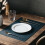 6 Pack Reversible Faux Leather Placemats Camel Navy 5