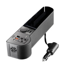 Car Seats Space Filler Organizer 12V to 220V Console Side Storage Box 4-USB QC3.0 Fast Charging for Smartphone