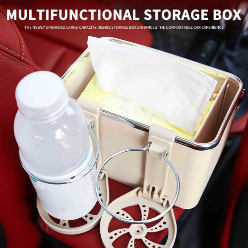 Car Armrest Storage Box with 2 Cup Holders Universal 1