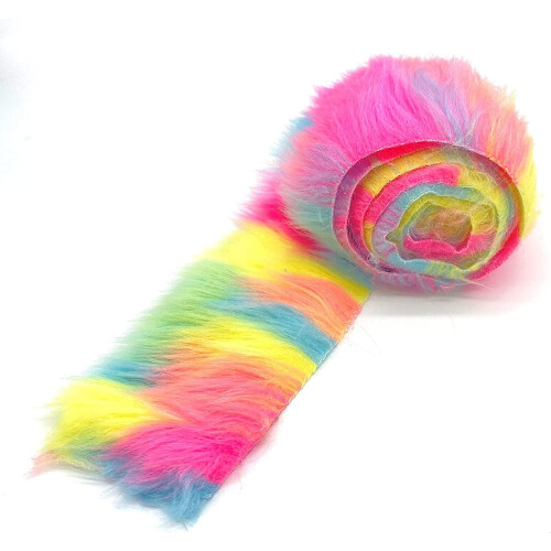 Κορδέλες & Φιόγκοι Shaggy Mohair, Ψεύτικη Γούνα σε Παστέλ Ουράνιο Τόξο, 5 x 18 εκ. 2