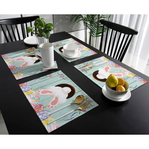 Osterhasen-Tischsets, 4er-Set, Baumwoll-Polyester 2