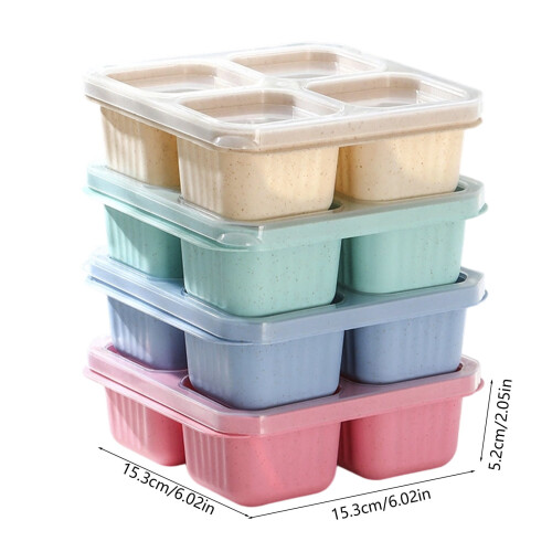 Conjunto de lancheira Bento com 4 compartimentos - Pode ser usado no micro-ondas e na lava-louças. 2