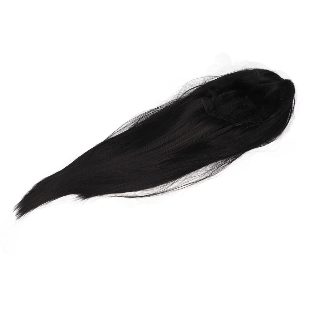 65CM Black Long Straight Wigs for Women, High Temp Fiber with Adjustable Buckle