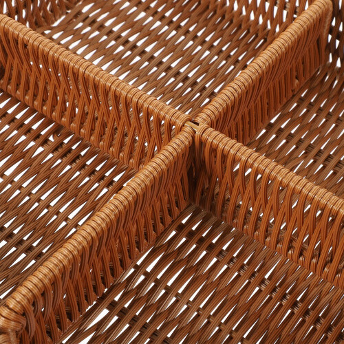 Livingroom Decor Rectangular Basket Divided Wicker Storage Shelf Fruit Serving Box Pp 2