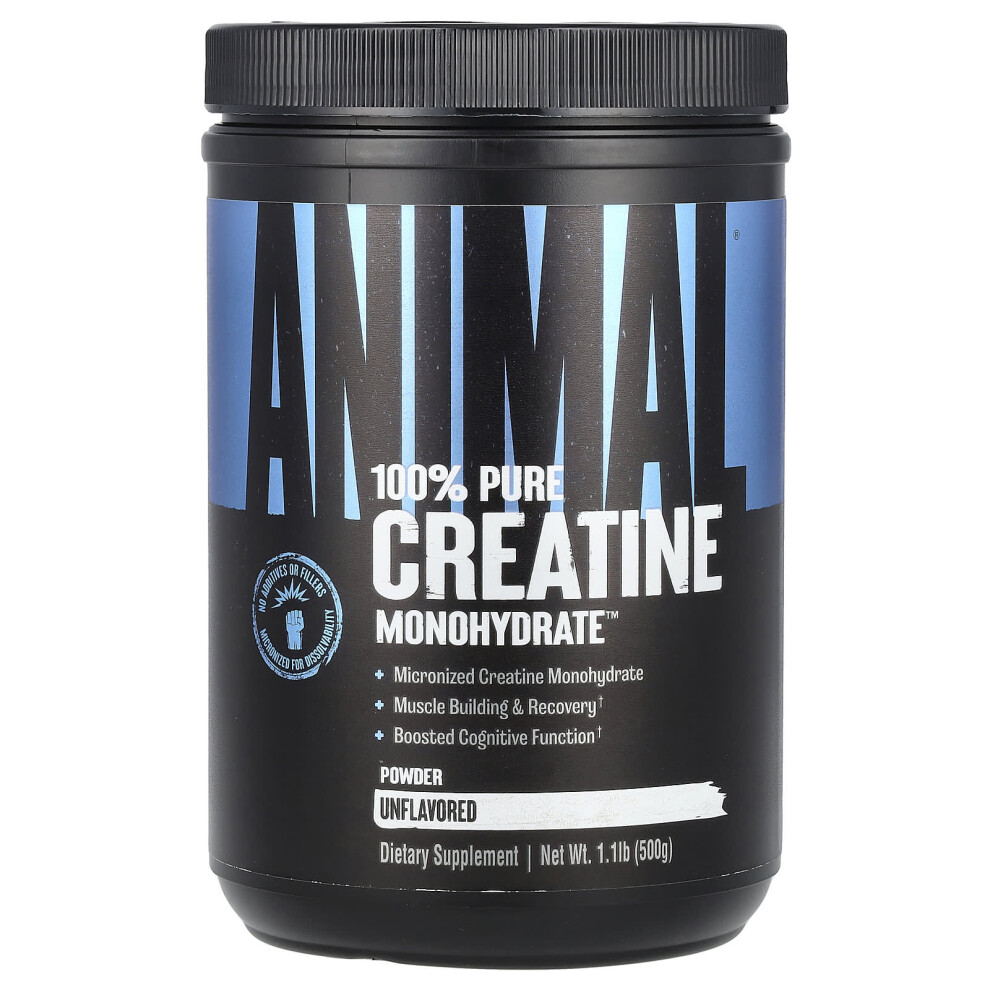 Animal , Micronized Creatine, Monohydrate Powder, Unflavored, 1.1 Lb (500 G)