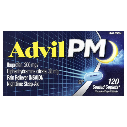 Advil, PM, Ιβουπροφέν, 200 mg, 120 Κοβωμένα Φιαλίδια
