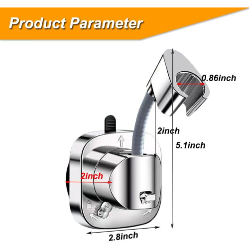 Shower Head Holder Wall-Mounted Adjustable 360 Silver 2