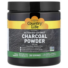 Country Life, Aktivált Kókuszkőszénpor Por, 500 mg, 5 oz (141,7 g)