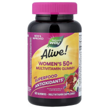 Nature's Way, Alive! Kobiety 50+ Multivitamin Gummy, Mixed Berry, 60 Gummies