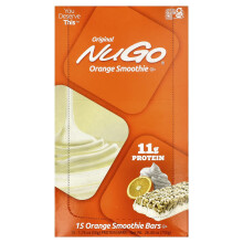 NuGo Nutrition, Apelsin smoothiebarer, 15 barer, 1.76 oz (50 g) vardera
