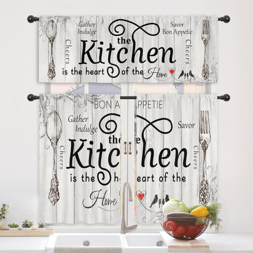 Κουρτίνες και κουρτίνες κουζίνας, σετ 3 τεμαχίων, με τσέπες για ράβδους, 36 ιντσών, 2