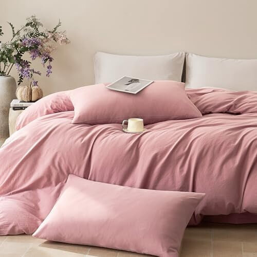 Fundas de almohada King Envelope 20x36in, 100% algodón lavado (2 1