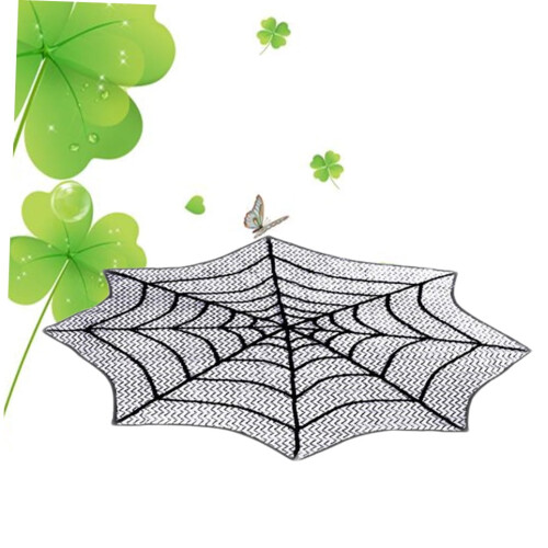 Svart rund spetsduk, 76 cm polyester 2