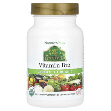 NaturesPlus, Źródło Życia Garden, Certyfikowany Organiczny Witamin B12, 60 Wegetariańskie Kapsułki