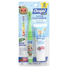 Orajel, Kinderen, Cocomelon Oefentoondpast met tandenborstel, Fluoridevrij, 0-3 Jaar, Watermeloen, 2 Stuk Set, 1 oz (28,3 g)