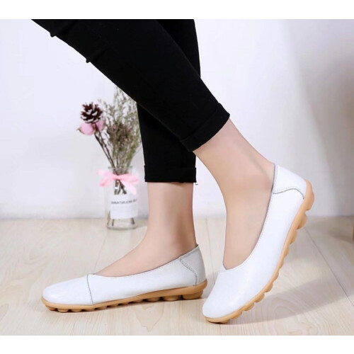 Γυναικεία Δερμάτινα Παπούτσια Loafers Μονόχρωμα Slip-on Flat Παπούτσια Άνετα Casual Φλατ για 2