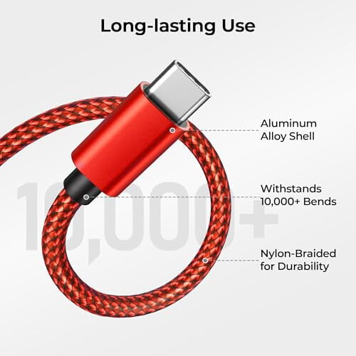 Καλώδιο φορτιστή USB-C 10FT2-Pack, καλώδιο γρήγορης φόρτισης από νάιλον συμβατό με 2