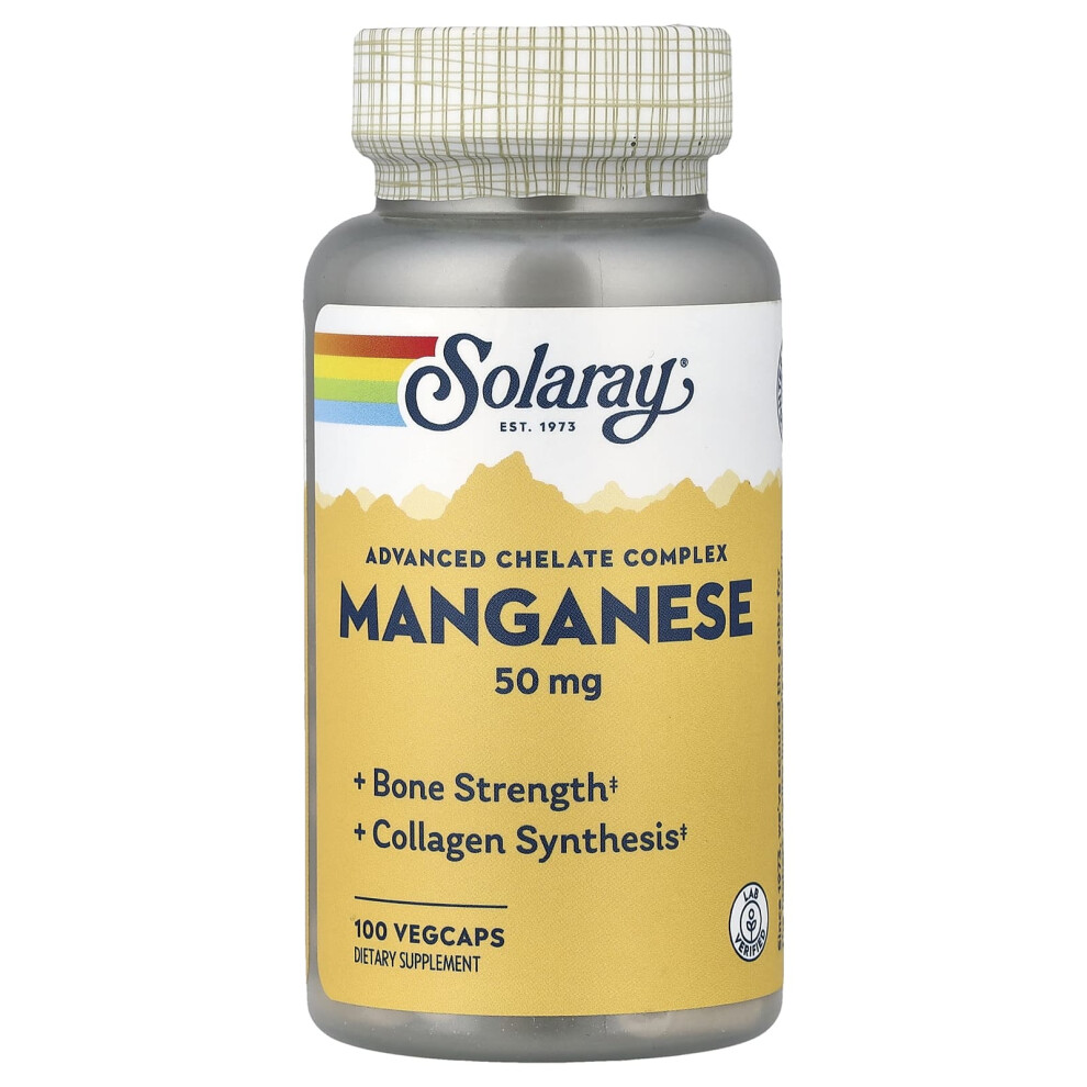Solaray , Manganese, Advanced Chelate Complex, 50 Mg, 100 Vegcaps