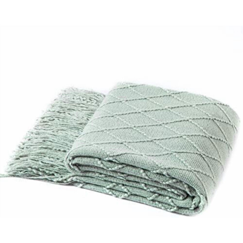 Couverture à franges tricotées 50 x 60 pouces 1