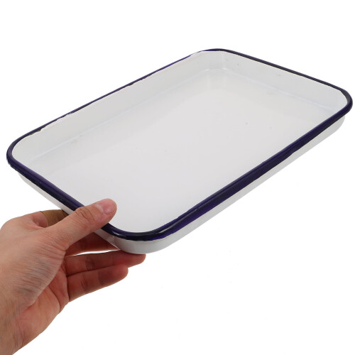 Plaque de cuisson en émail blanc 13 x 9 pouces 2
