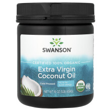 Swanson, Extra Virgin Coconut Oil, Cold Pressed, 1 lbs (454 g)