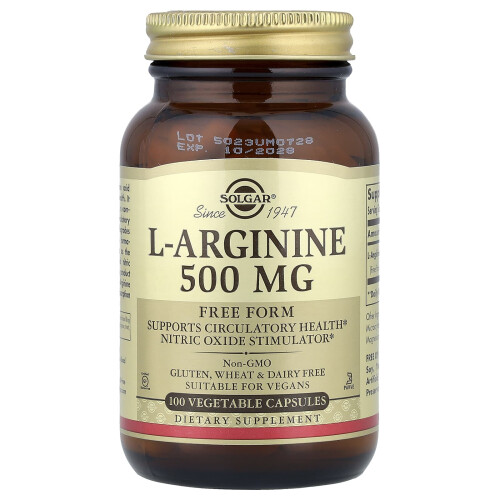 Solgar Solgar, L-Αργινίνη, 500 mg, 100 Φυτικά Καψούλια