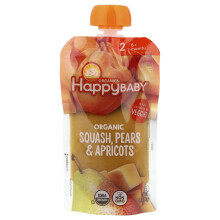 Happy Family Organics, Happy Baby, Biologische Babyvoeding, 6 + Maanden, Squash, Peer & Apricootten, 4 oz (113 g)