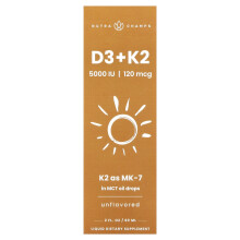 NutraChamps, D3 + K2 Flüssigtröpfchen, ungeschmackt, 2 fl oz (60 ml)