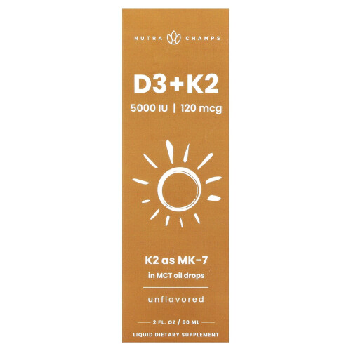 NutraChamps, D3 + K2 Flüssigtröpfchen, ungeschmackt, 2 fl oz (60 ml)