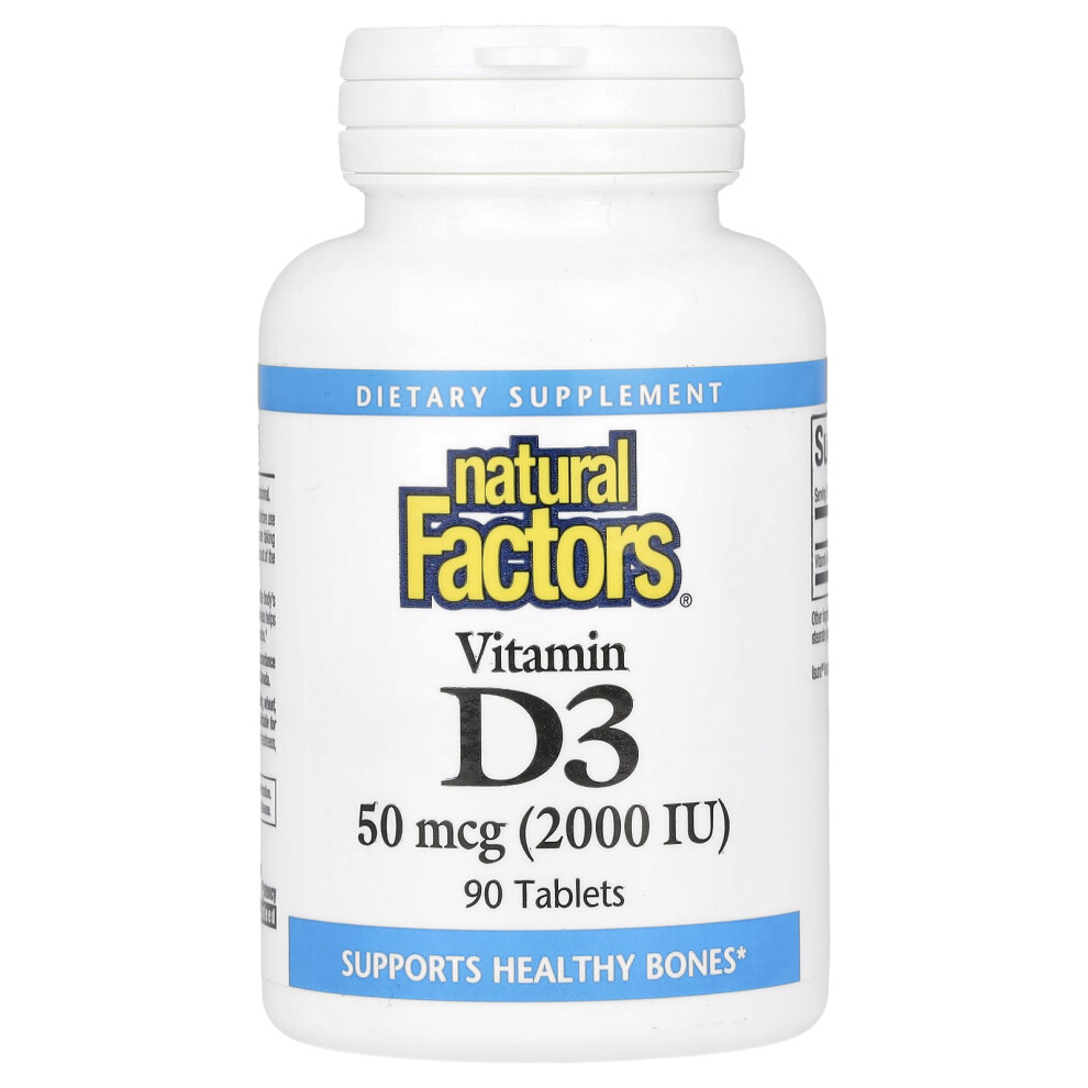 Natural Factors , Vitamin D3, 50 Mcg (2,000 Iu), 90 Tablets