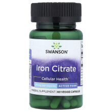 Citrat de Fier Swanson, Formă Activă, 25 mg, 60 Capsule Veggie