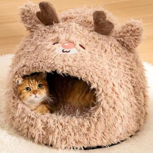 Deer-Style Cat Cave Bed for Small Dogs, L 1