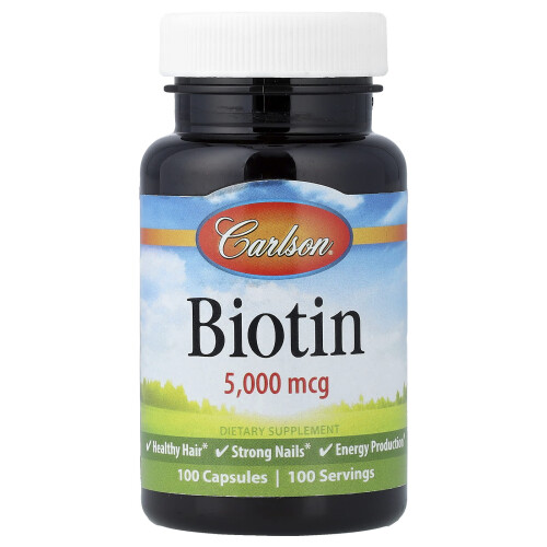 Biotin von Carlson, 5.000 mcg, 100 Kapseln
