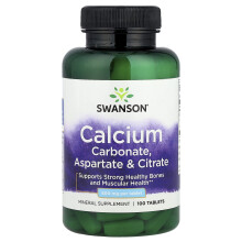 Swanson, Calciumcarbonat, Aspartat & Citrat, 500 mg, 100 Tabletten