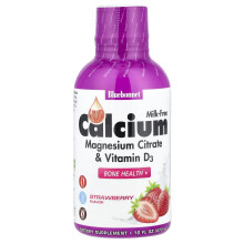Bluebonnet Nutrition, Nestemäinen kalsium, Magnesium-sitraatti & Vitamiini D3, Strawberry, 16 fl oz (473 ml)